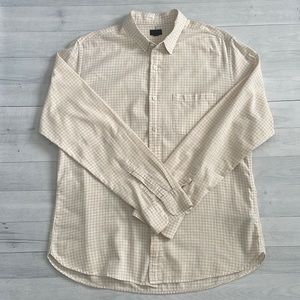 J Crew Beige & White Gingham Long Sleeve Button Down Shirt M